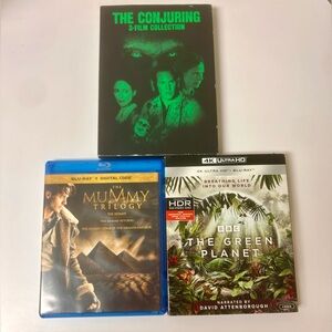 The Conjuring 1, 2 & 3, Mummy Trilogy (Blu-Ray) & The Green Planet (4K Ultra HD)